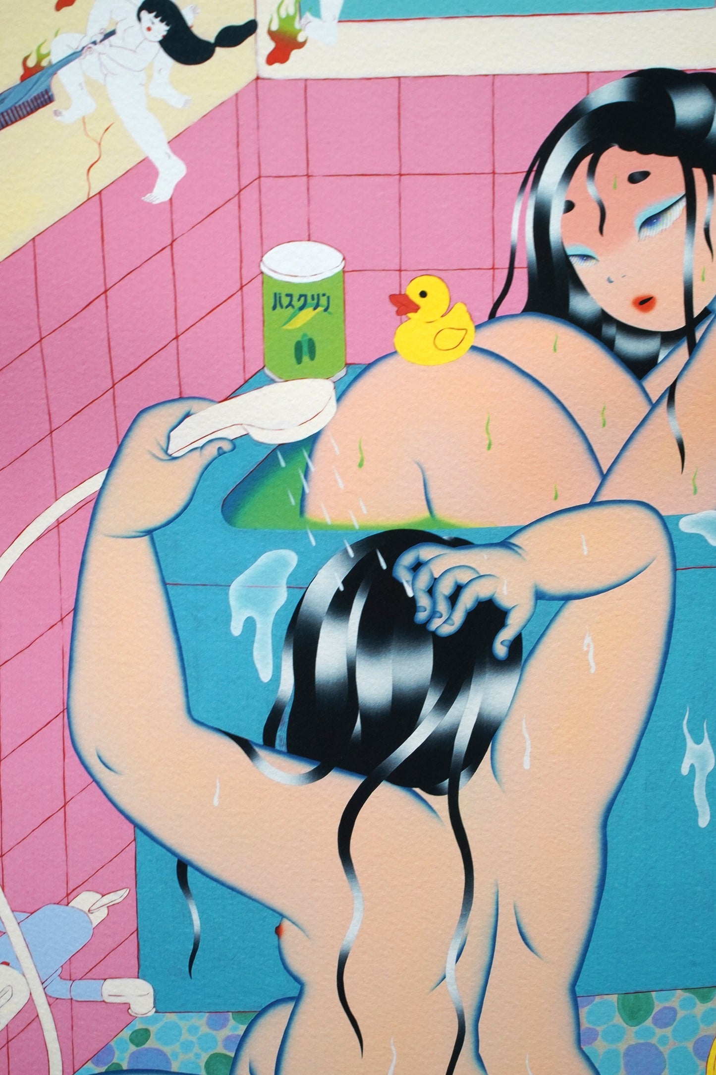 "風呂場:Two Cousins & The Tsukumogami" Limited Edition Print by Maya Fuji