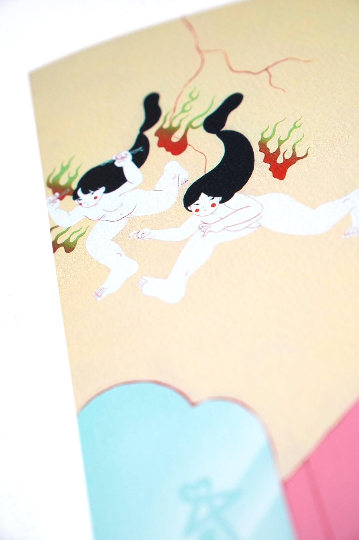 "風呂場:Two Cousins & The Tsukumogami" Limited Edition Print by Maya Fuji