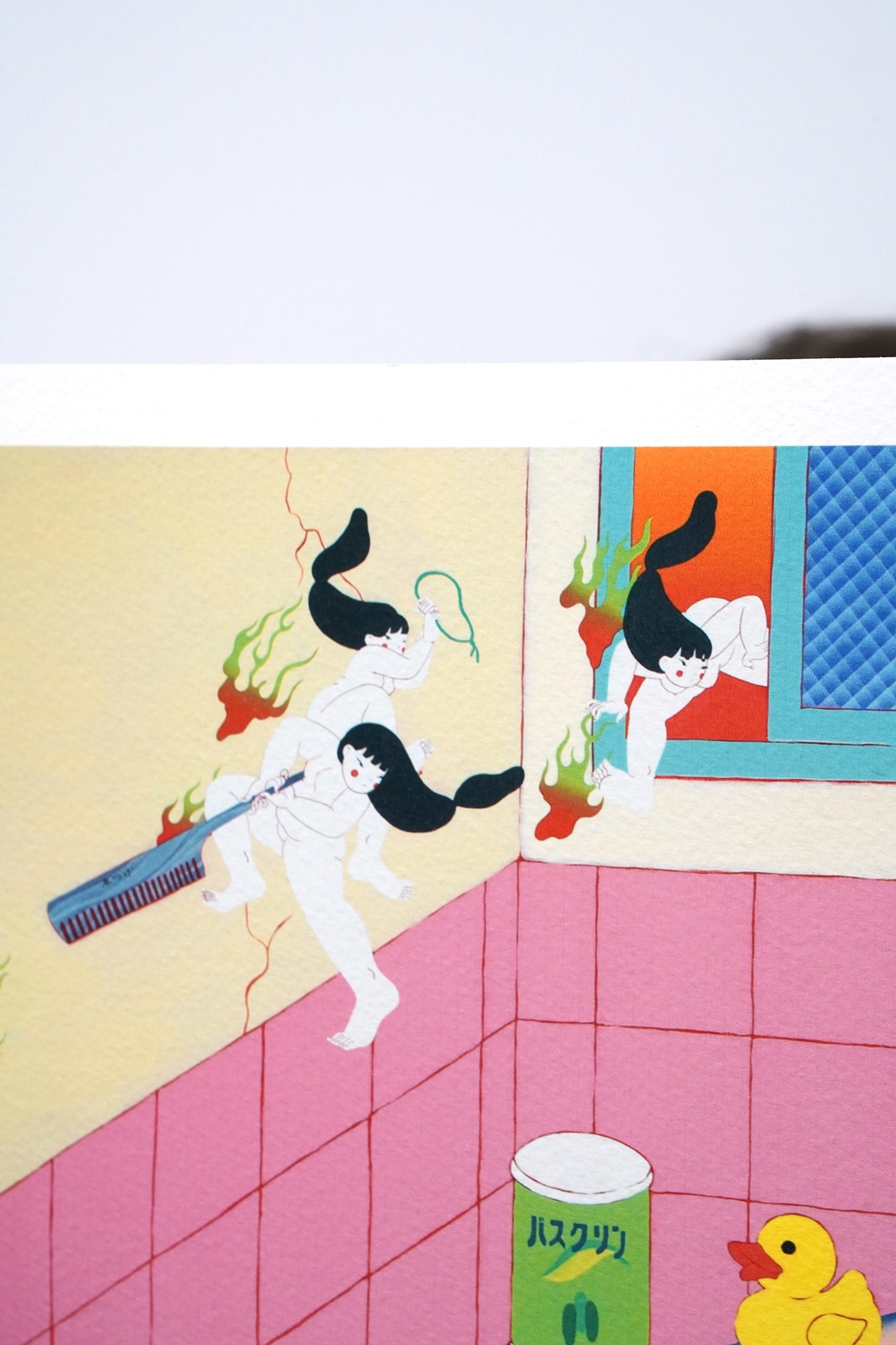 "風呂場:Two Cousins & The Tsukumogami" Limited Edition Print by Maya Fuji